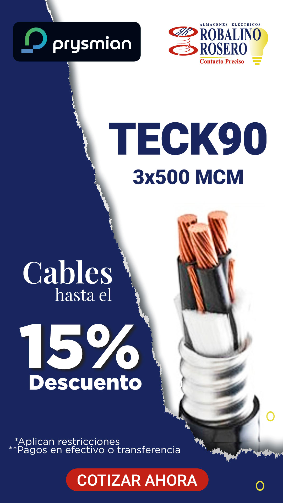 Cables industriales, Robalino Rosero, descuentos